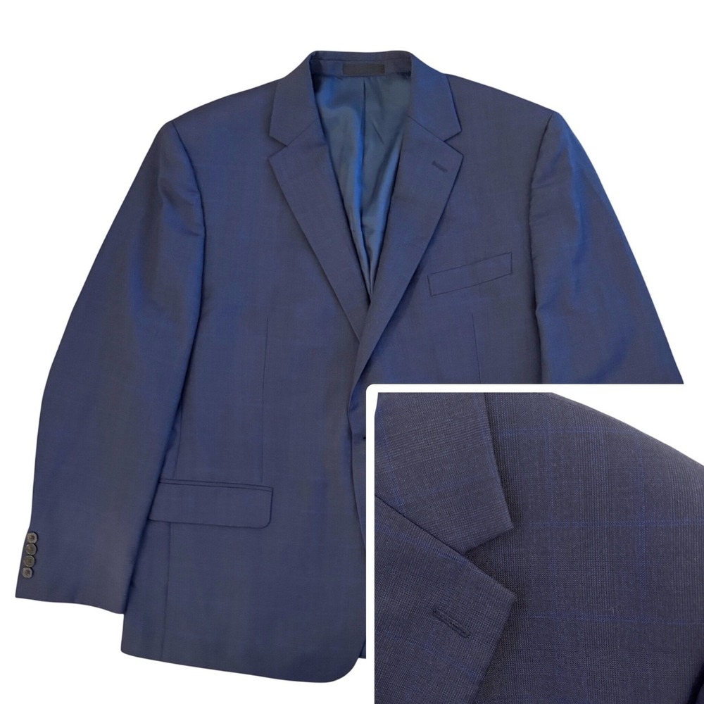 Lauren Ralph Lauren Mens Windowpane Plaid Wool Stretch Blazer 46R Sport Coat